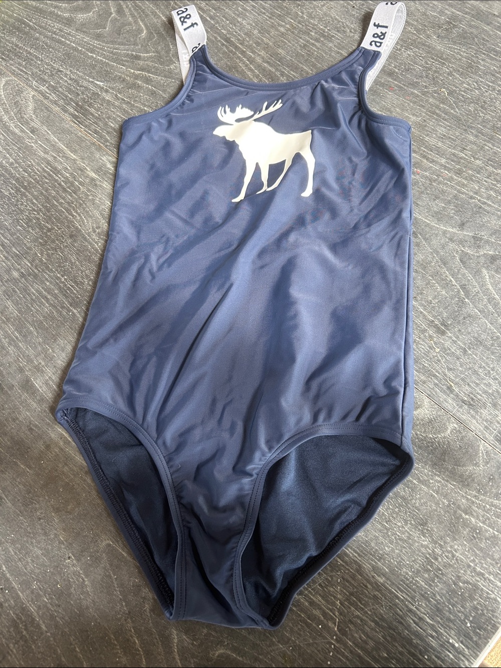 Abercrombie & Fitch Navy Kids One-Piece Swimsuit with White Moose